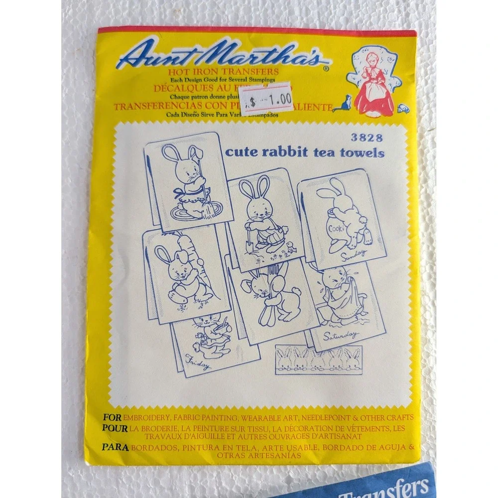 Aunt Martha's Hot Iron Transfers Lot 5 Patterns Animals Clowns‎ Rabbits Vintage